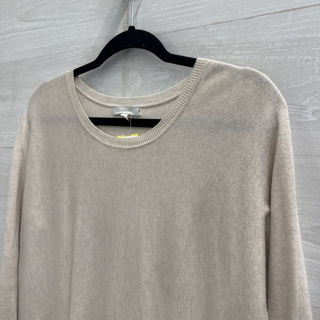 Garnet Hill Cream Knit Long Sleeve Tunic Top Small