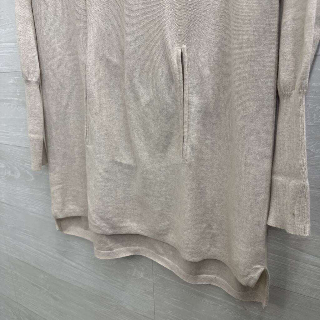 Garnet Hill Cream Knit Long Sleeve Tunic Top Small