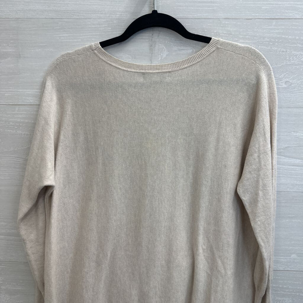 Garnet Hill Cream Knit Long Sleeve Tunic Top Small