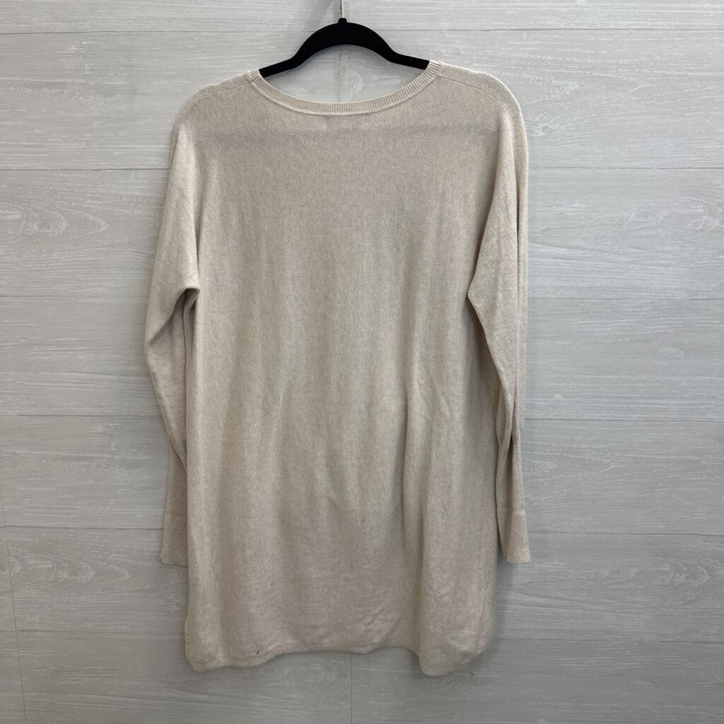 Garnet Hill Cream Knit Long Sleeve Tunic Top Small