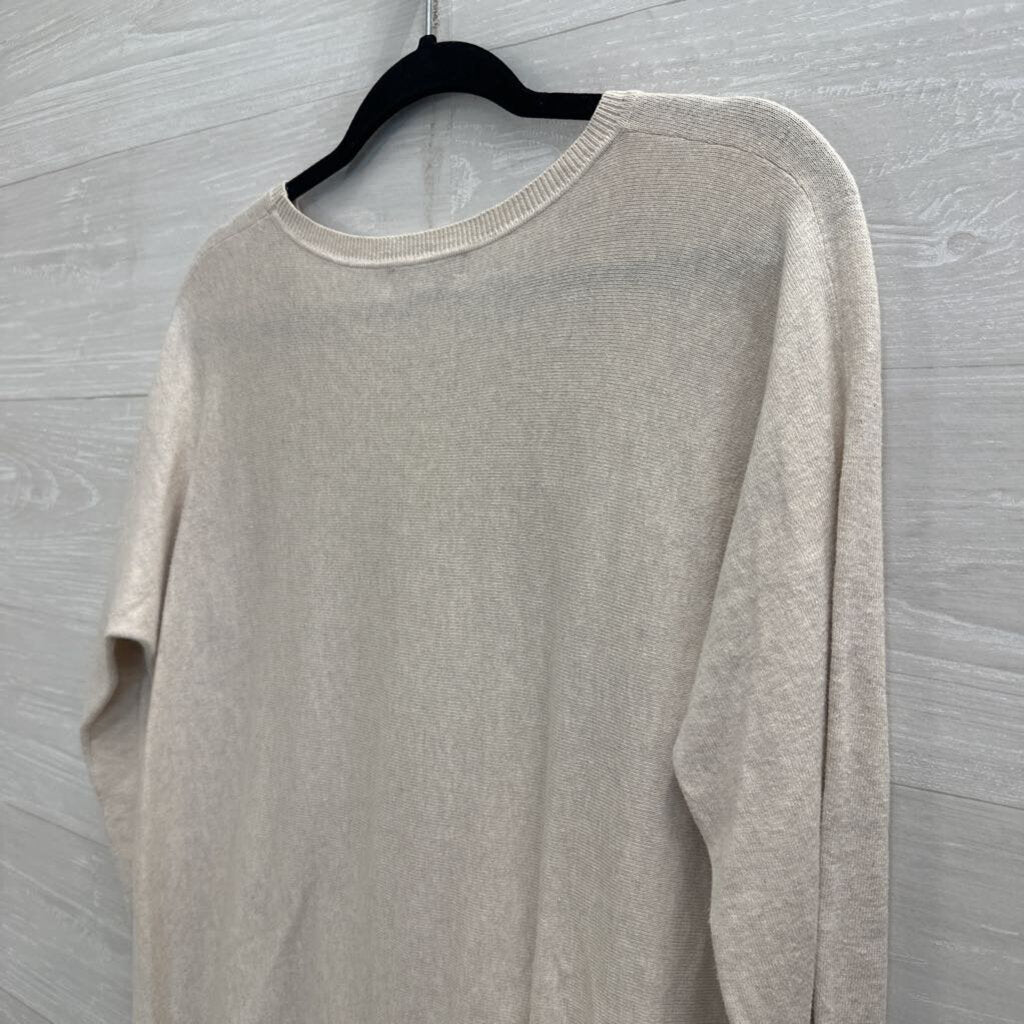 Garnet Hill Cream Knit Long Sleeve Tunic Top Small