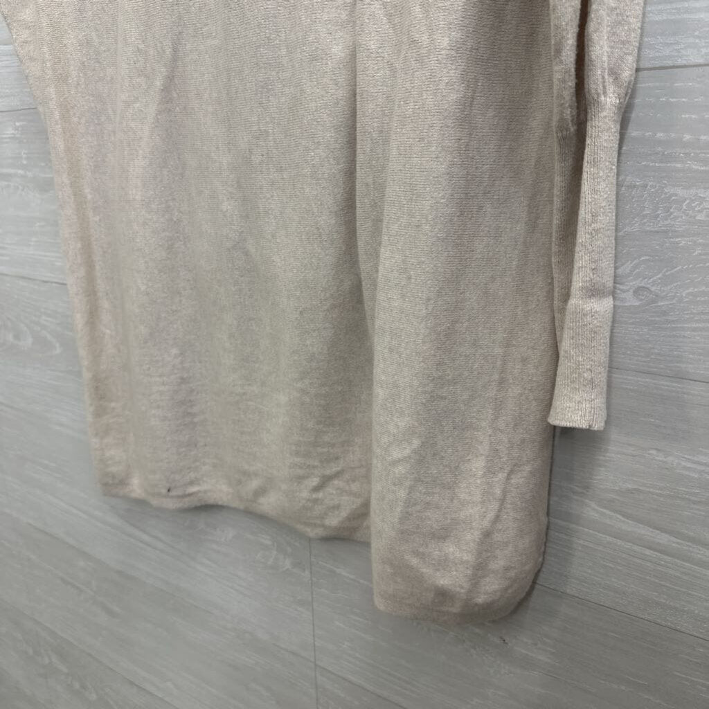 Garnet Hill Cream Knit Long Sleeve Tunic Top Small