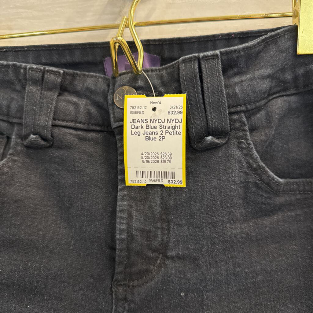 NYDJ Dark Blue Straight Leg Jeans 2 Petite