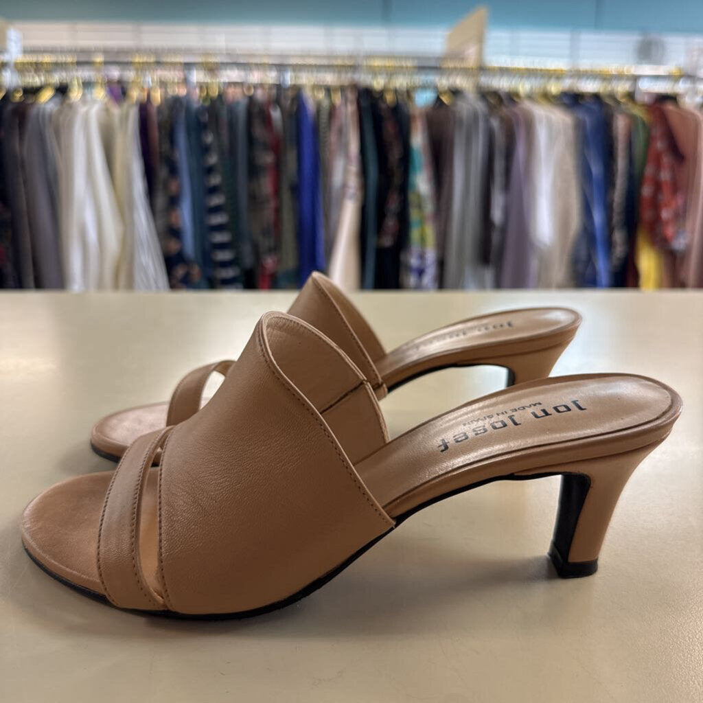 Jon Josef Beige Leather Slide Heels 6