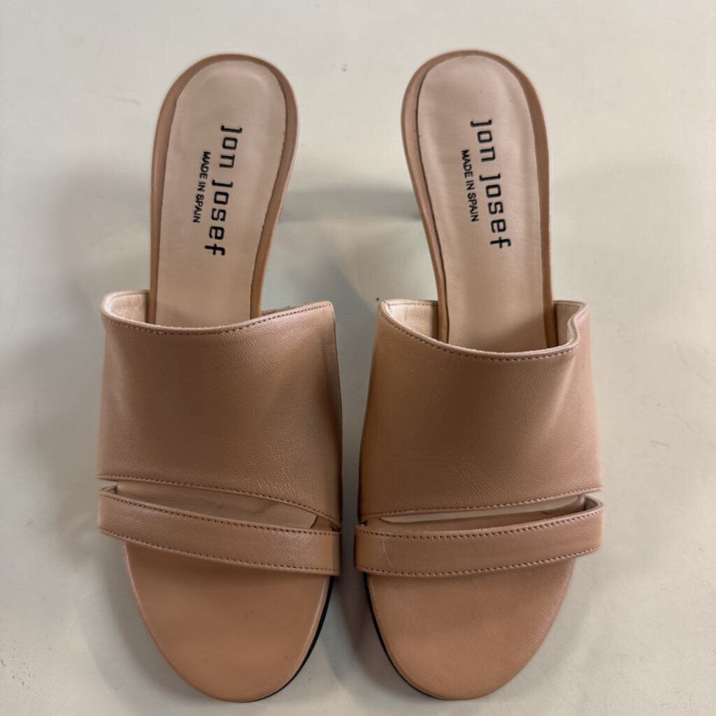 Jon Josef Beige Leather Slide Heels 6