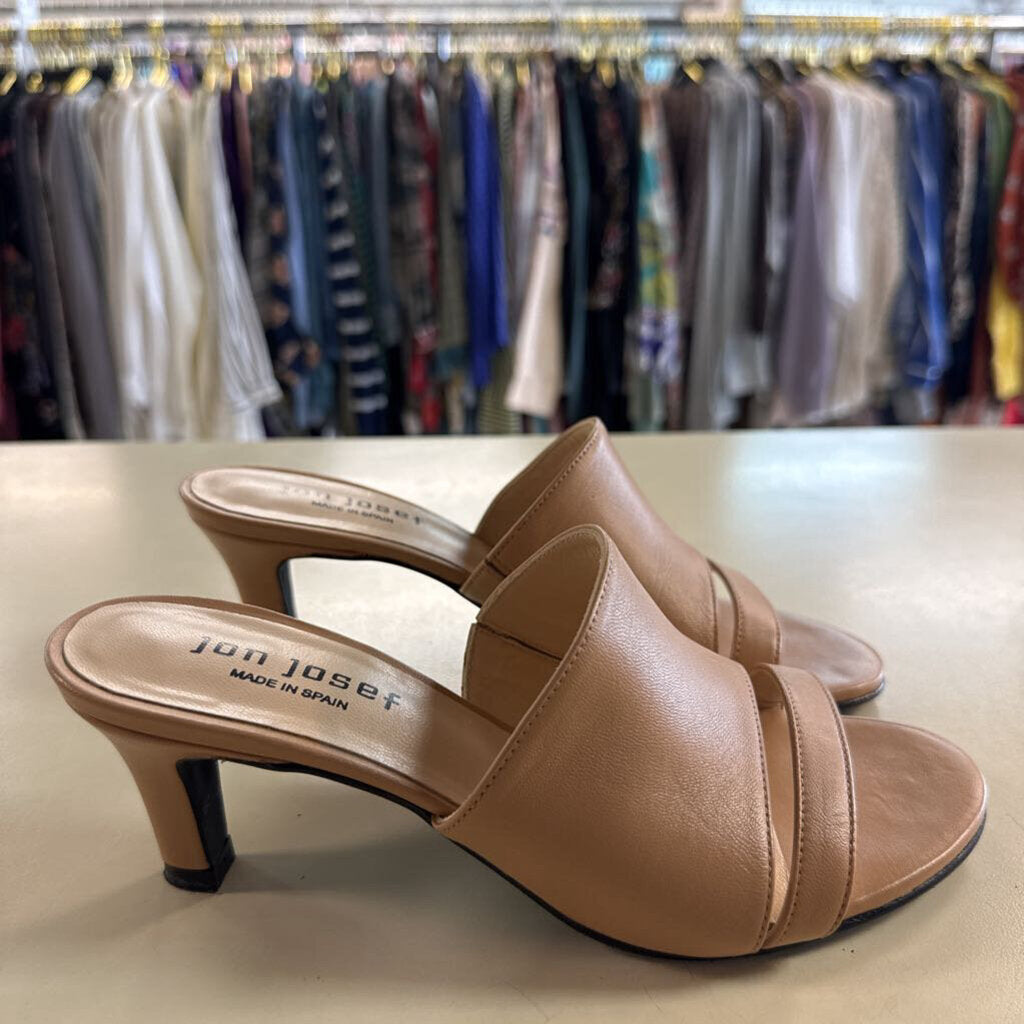Jon Josef Beige Leather Slide Heels 6