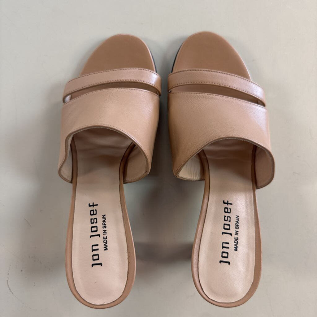 Jon Josef Beige Leather Slide Heels 6