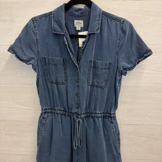 J Crew Blue Striped Short Sleeve Jumpsuit 4