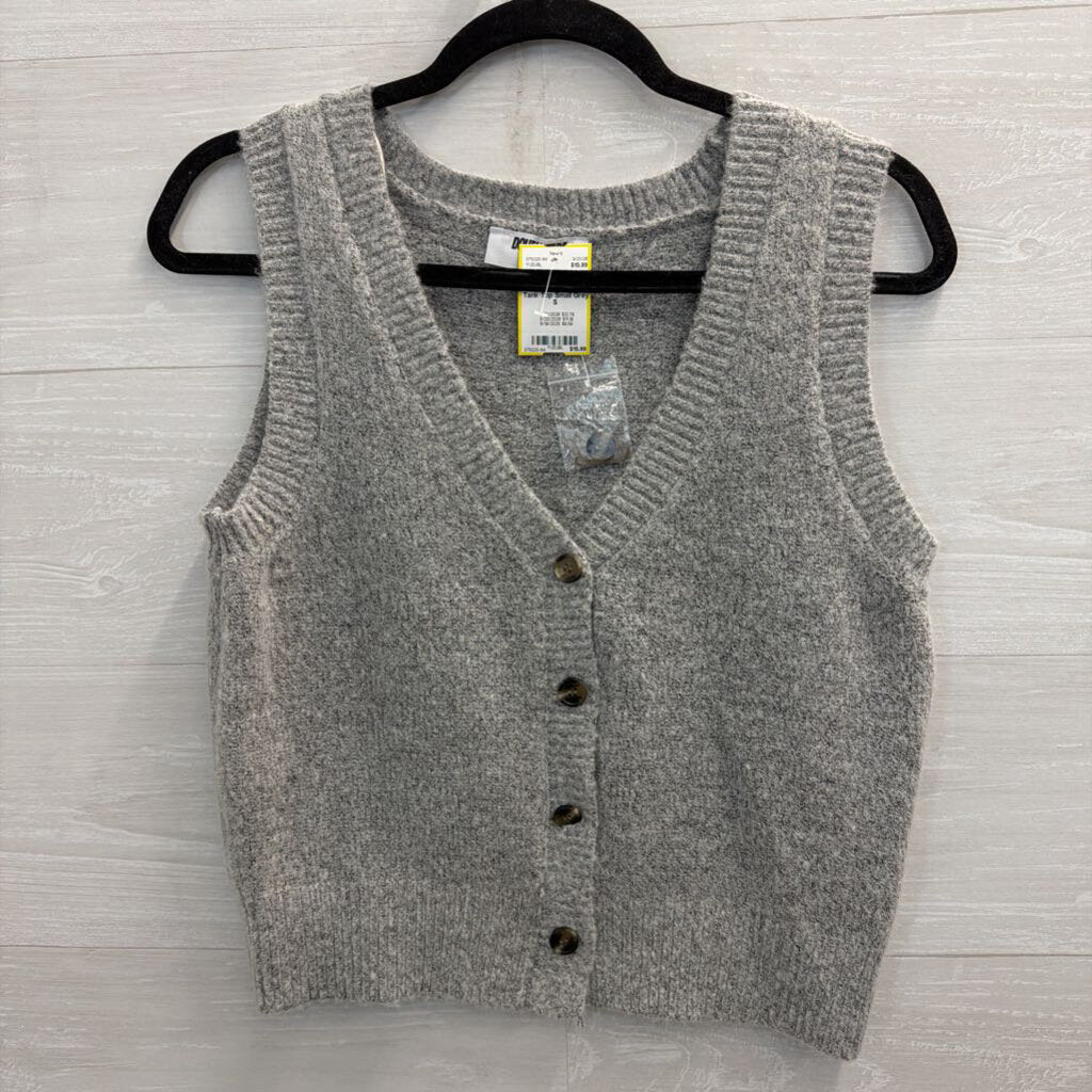 Double Zero Grey Knit Button Front Tank Top Small