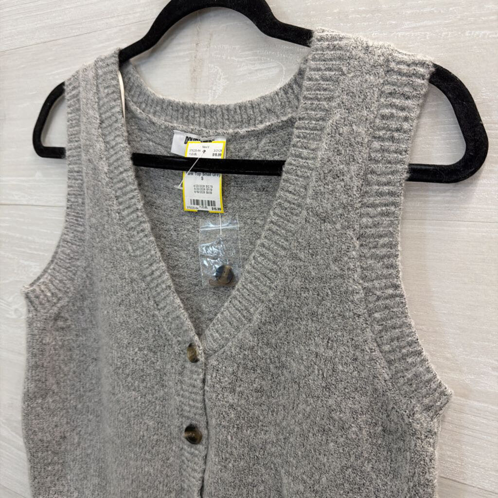 Double Zero Grey Knit Button Front Tank Top Small