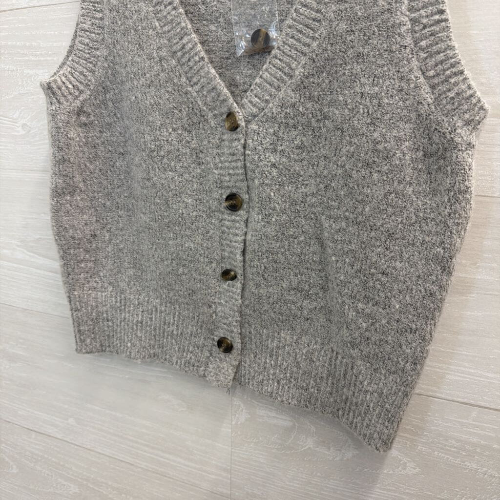 Double Zero Grey Knit Button Front Tank Top Small