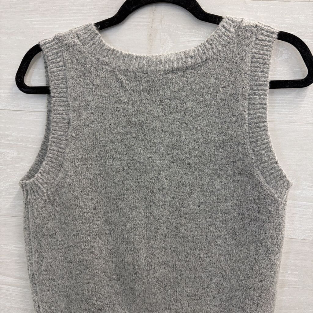 Double Zero Grey Knit Button Front Tank Top Small
