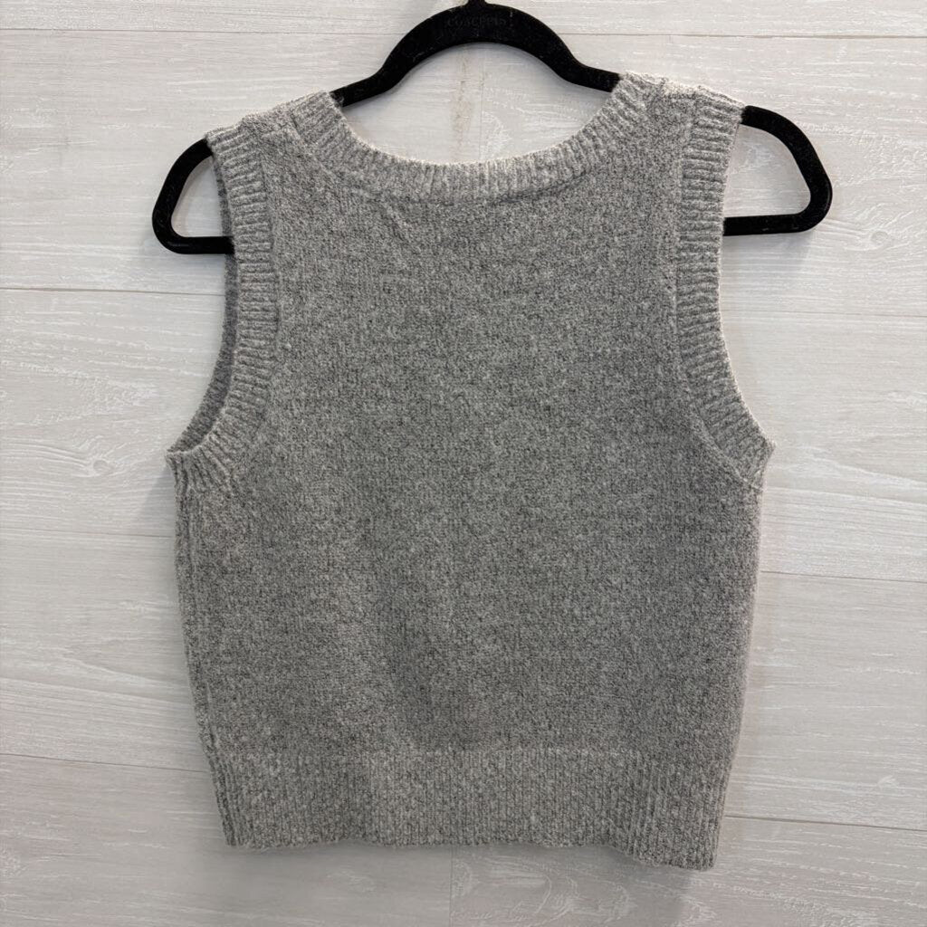 Double Zero Grey Knit Button Front Tank Top Small