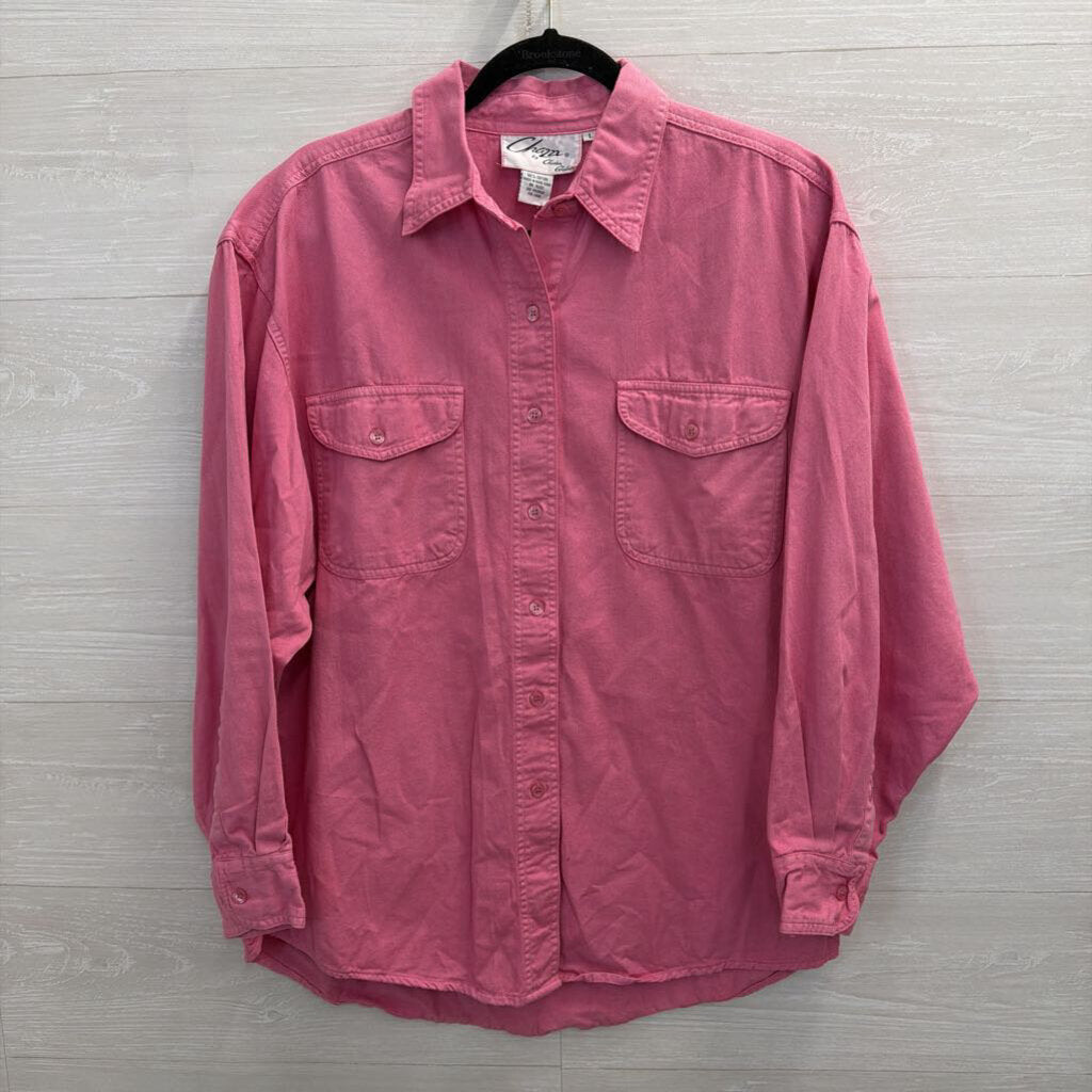 Chazzz Pink long Sleeve Button Down Top Large