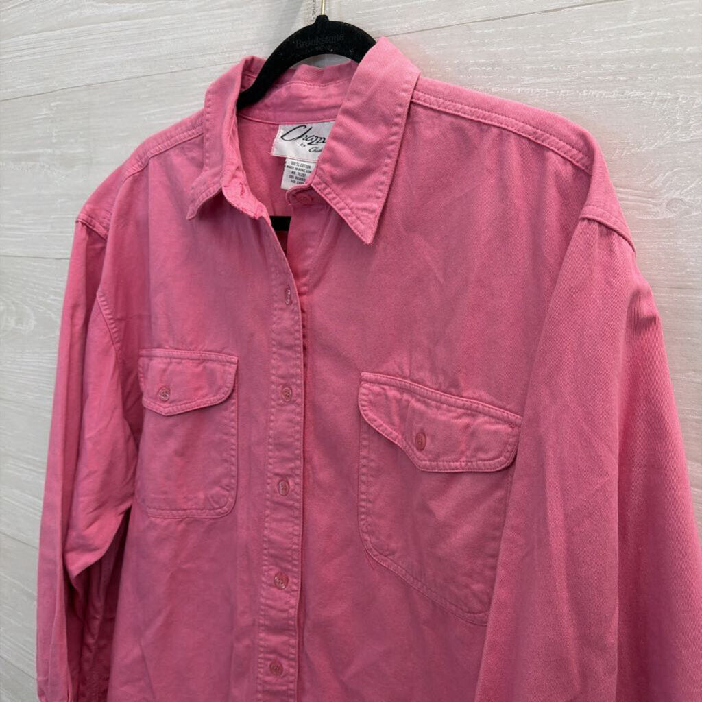 Chazzz Pink long Sleeve Button Down Top Large