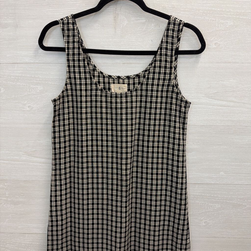 Lou and Grey Black/ Beige Plaid Sleeveless Midi Dress Extra Small