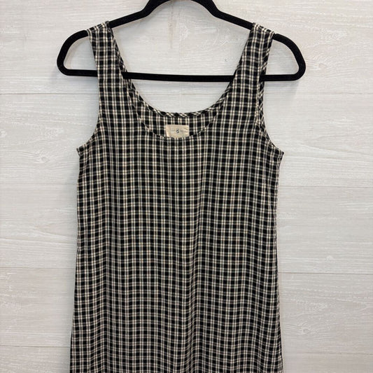 Lou and Grey Black/ Beige Plaid Sleeveless Midi Dress Extra Small