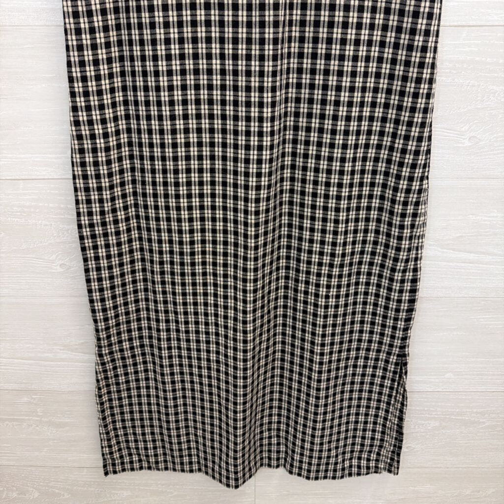 Lou and Grey Black/ Beige Plaid Sleeveless Midi Dress Extra Small