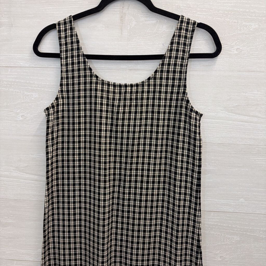 Lou and Grey Black/ Beige Plaid Sleeveless Midi Dress Extra Small