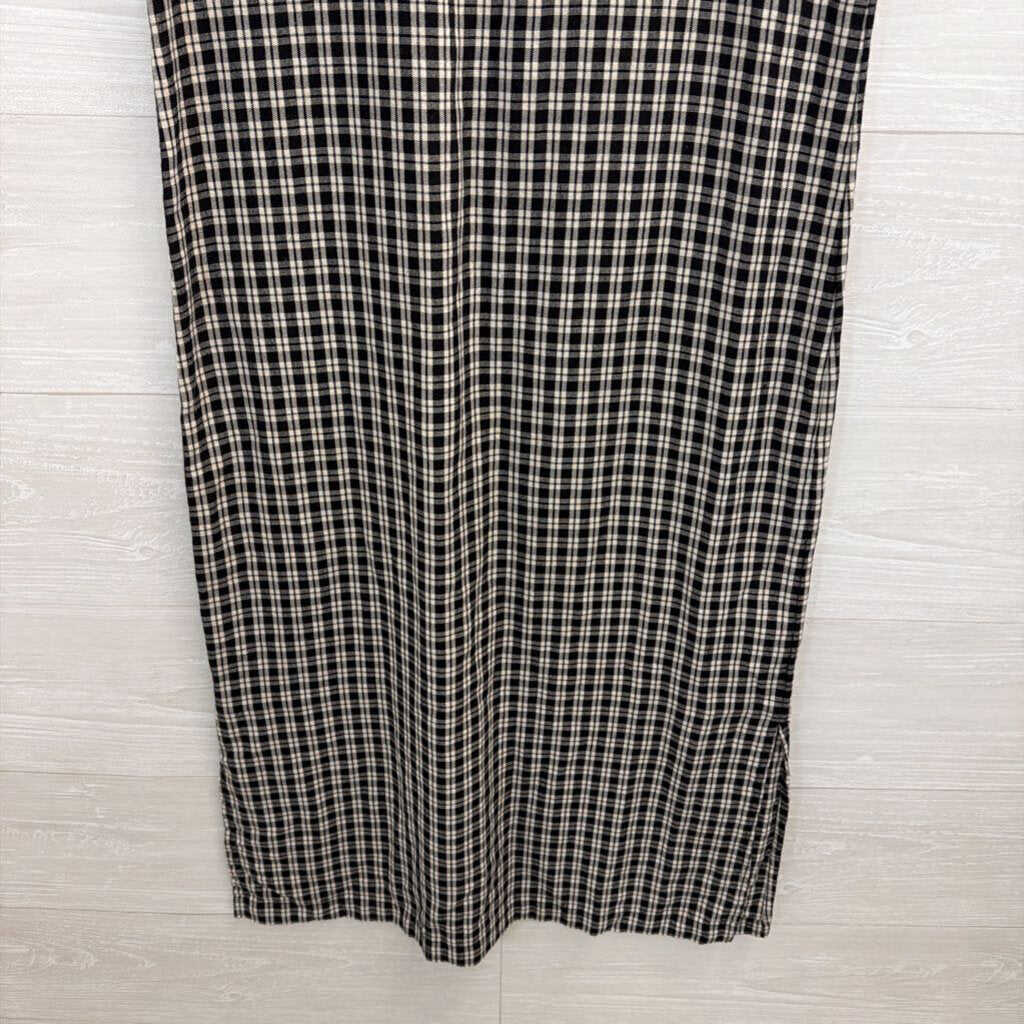 Lou and Grey Black/ Beige Plaid Sleeveless Midi Dress Extra Small