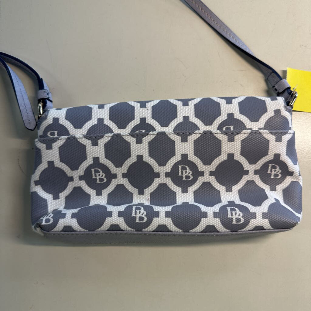 Dooney and Bourke Grey/ White Lattice Print Becca Crossbody Purse