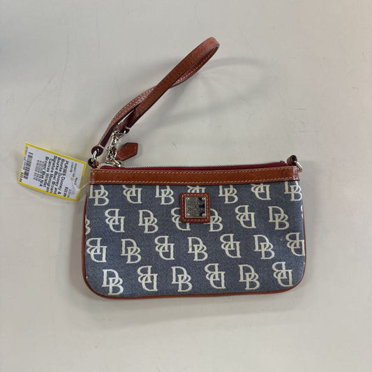 Dooney and Bourke Blue/ Brown Signature Monogram Canvas Wristlet