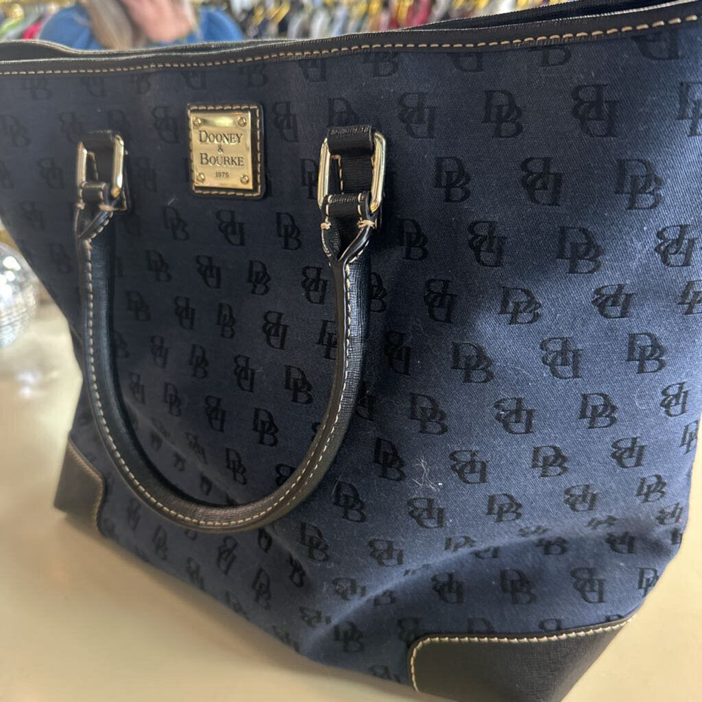 Dooney and Bourke Navy/ Black Monogram Canvas Shoulder Purse