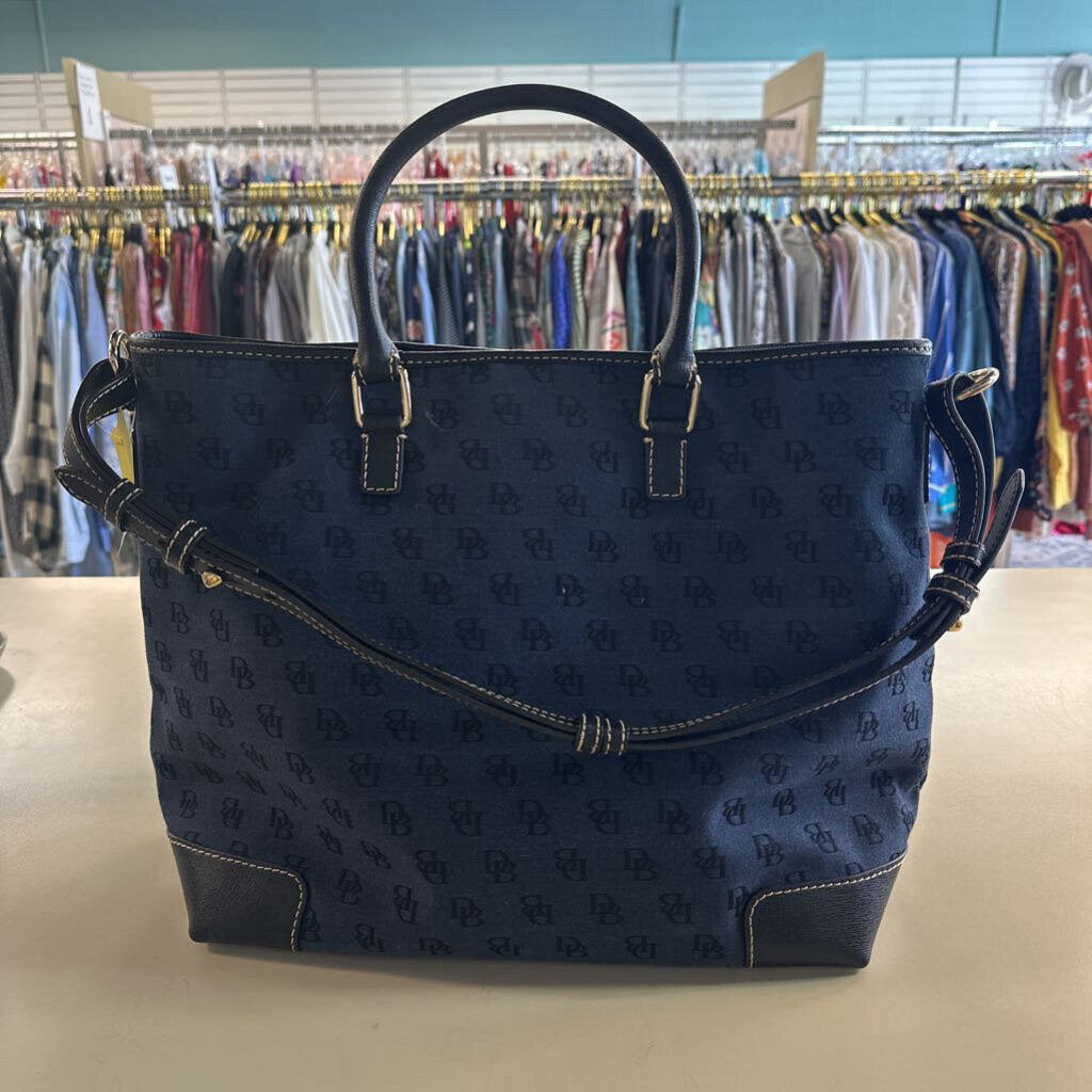 Dooney and Bourke Navy/ Black Monogram Canvas Shoulder Purse