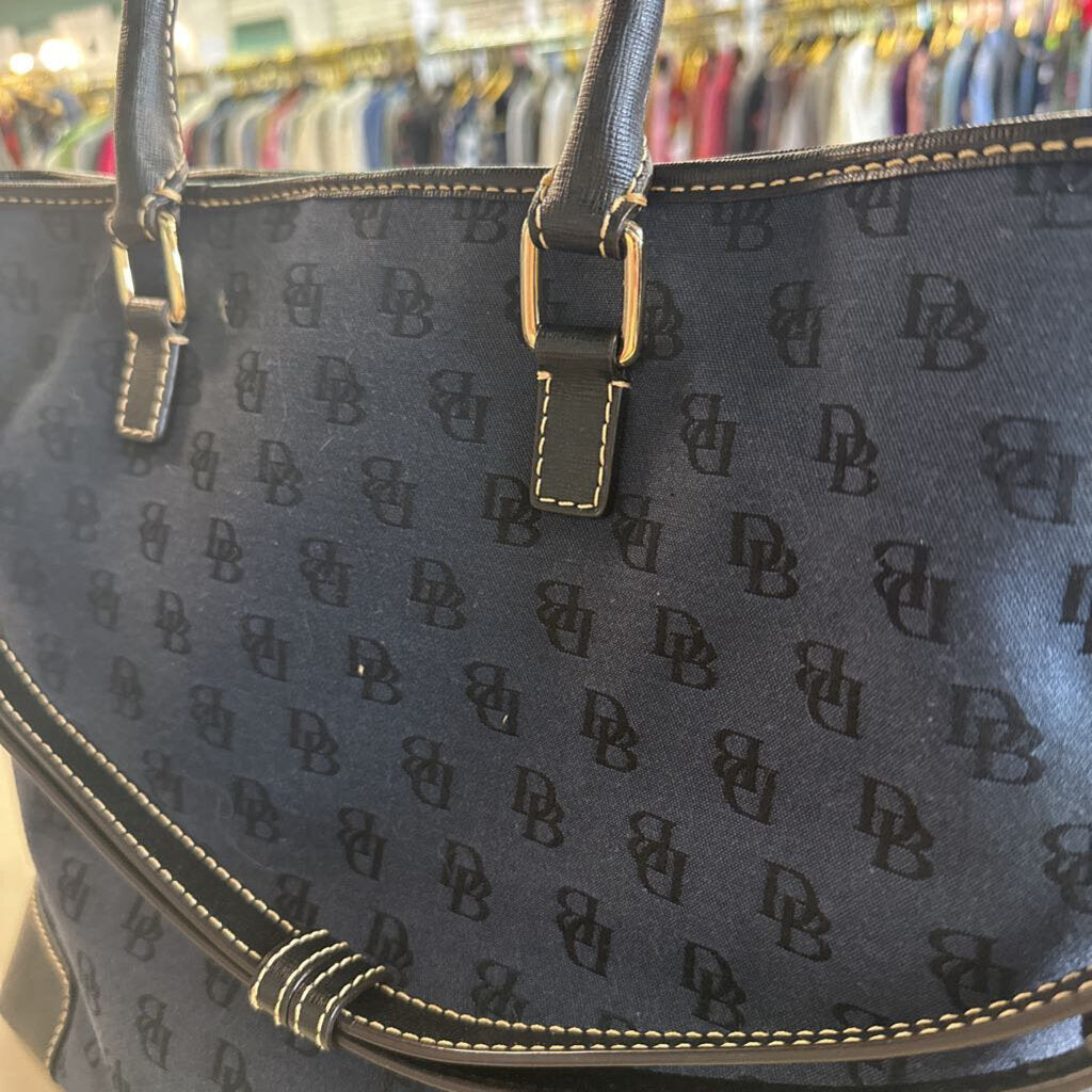 Dooney and Bourke Navy/ Black Monogram Canvas Shoulder Purse