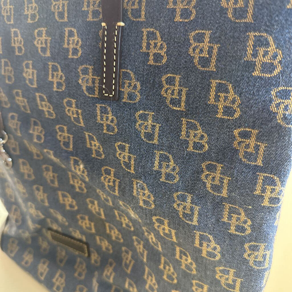 Dooney and Bourke Blue/ Brown Monogram Canvas Tote Purse