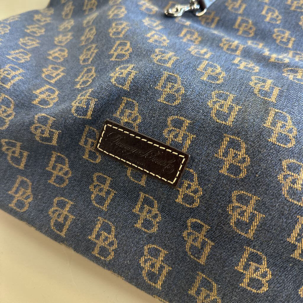 Dooney and Bourke Blue/ Brown Monogram Canvas Tote Purse