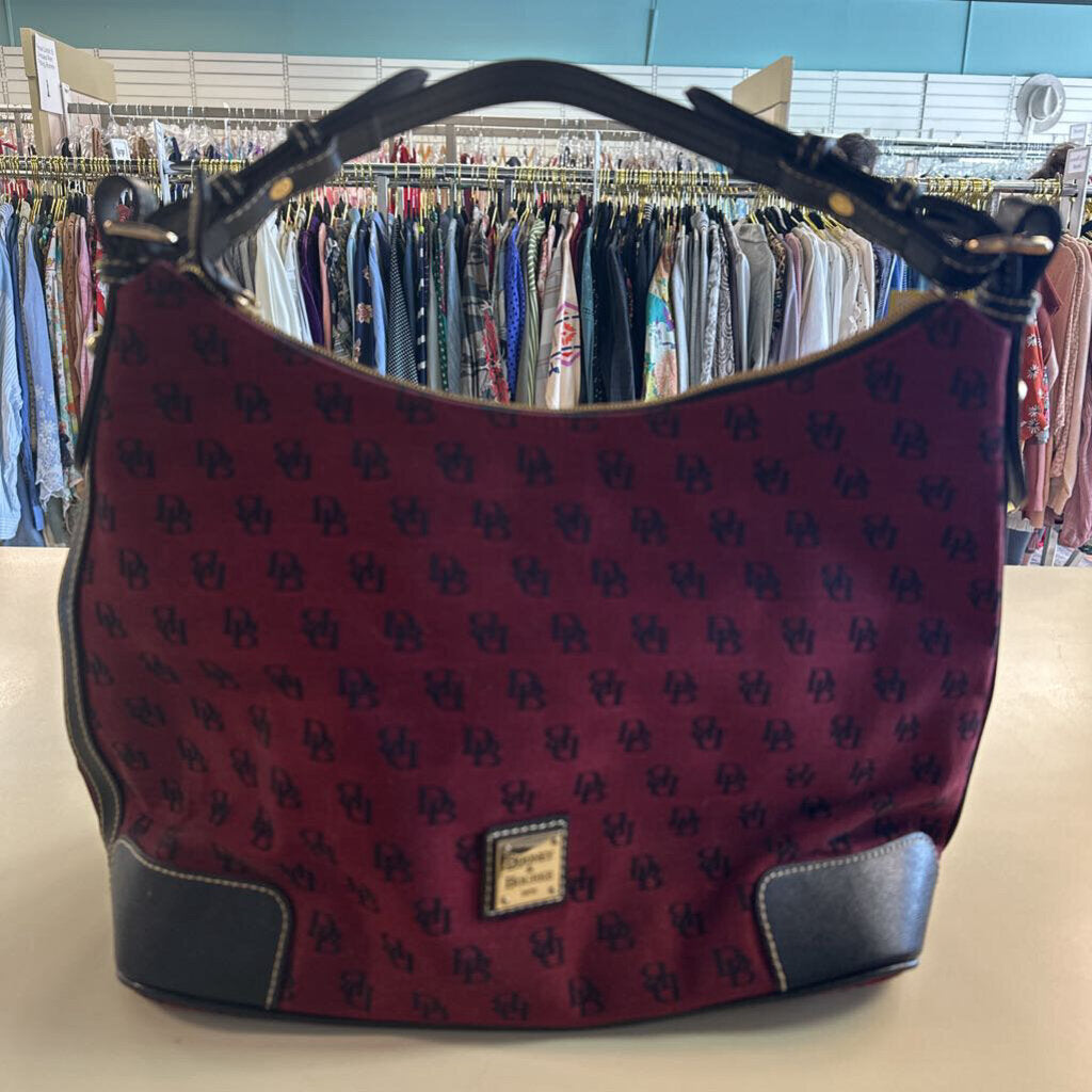 Dooney and Bourke Red/ Black Monogram Canvas Shoulder Purs