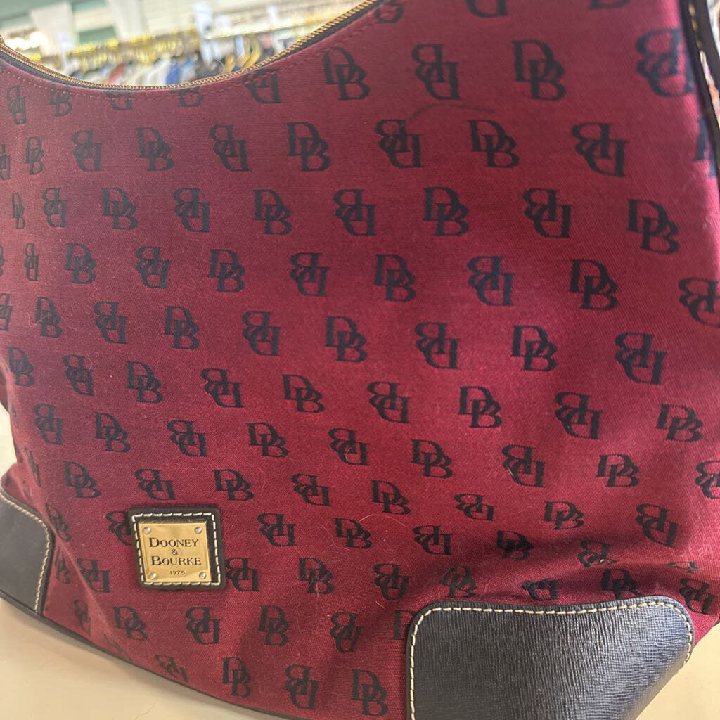 Dooney and Bourke Red/ Black Monogram Canvas Shoulder Purs