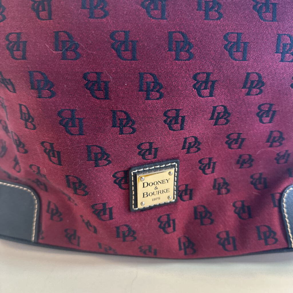 Dooney and Bourke Red/ Black Monogram Canvas Shoulder Purs