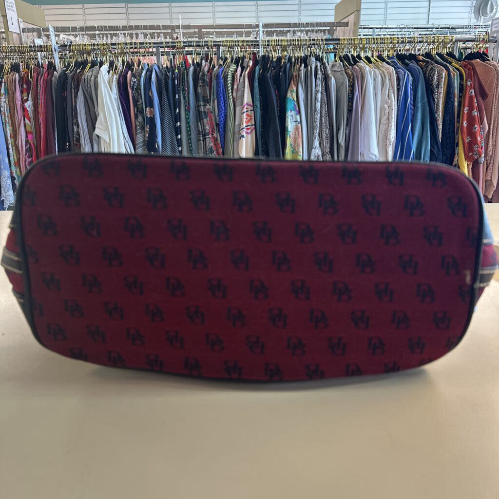 Dooney and Bourke Red/ Black Monogram Canvas Shoulder Purs