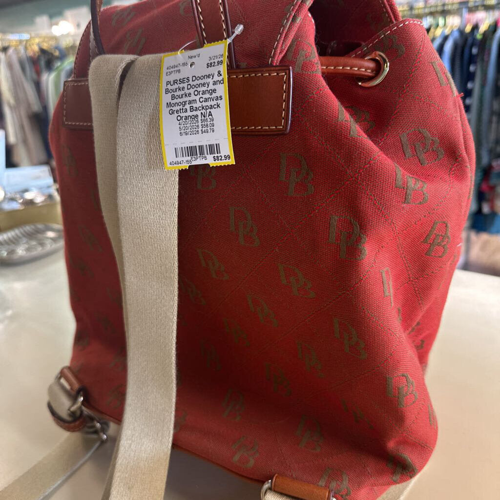 Dooney and Bourke Orange Monogram Canvas Gretta Backpack