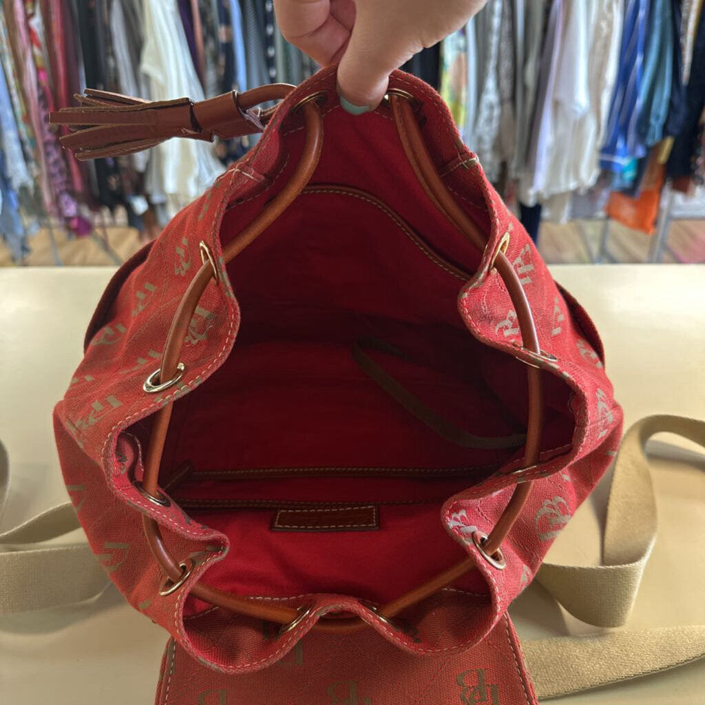 Dooney and Bourke Orange Monogram Canvas Gretta Backpack