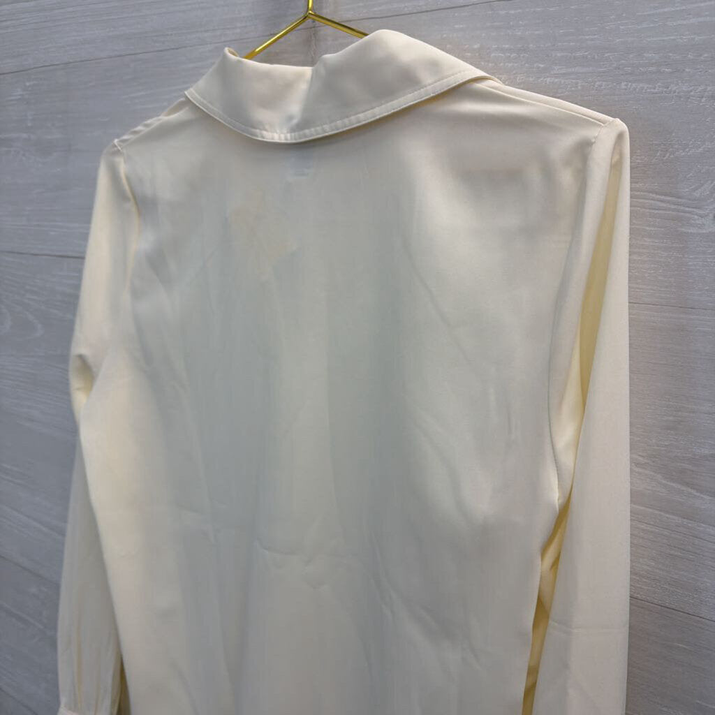 Rachel Zoe Cream Silky Long Sleeve Top Small
