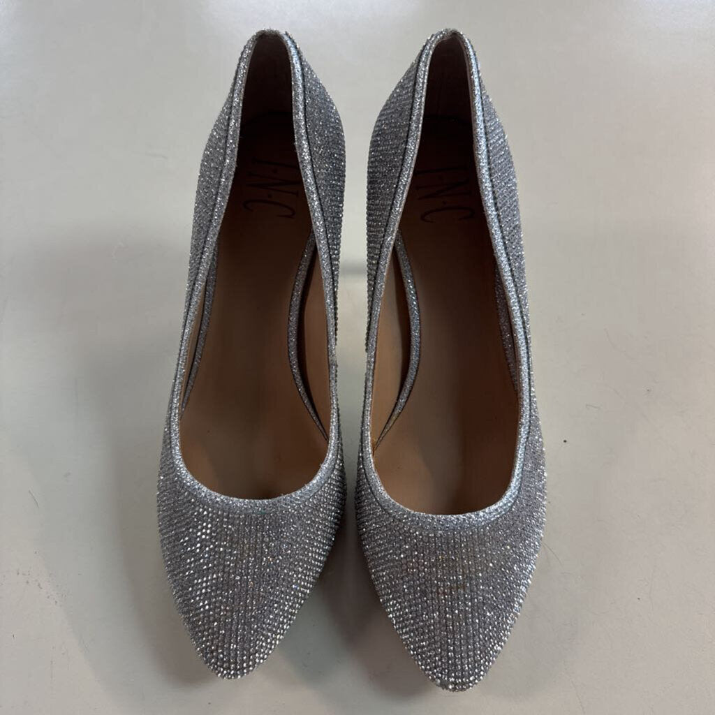 INC Silver Sparkle Closed Toe Heels 6.5
