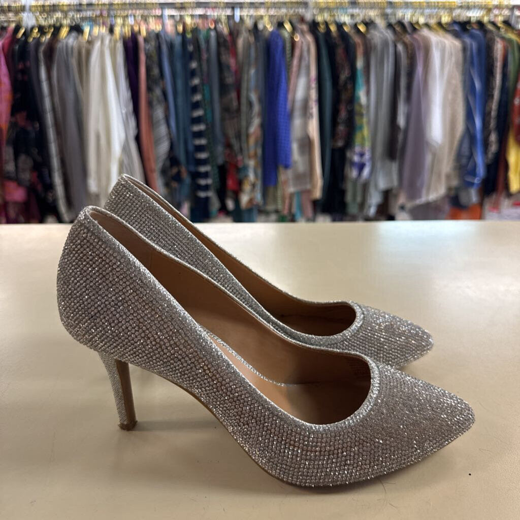 INC Silver Sparkle Closed Toe Heels 6.5