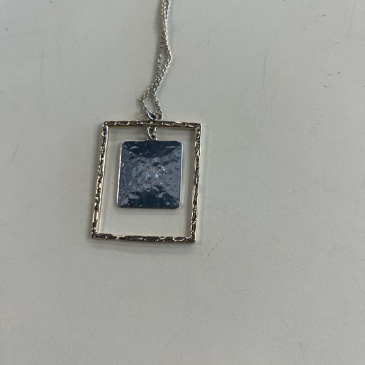 Two Toned Hammered Metal Long Necklace