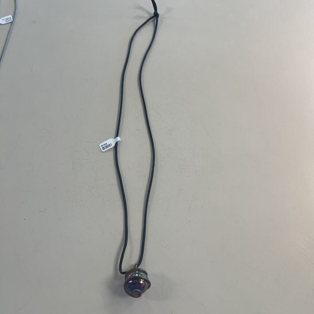 Blue Glass Ball Corded Necklace