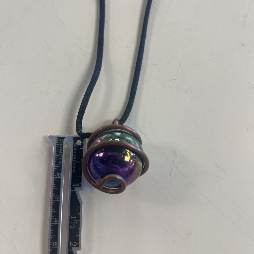 Blue Glass Ball Corded Necklace