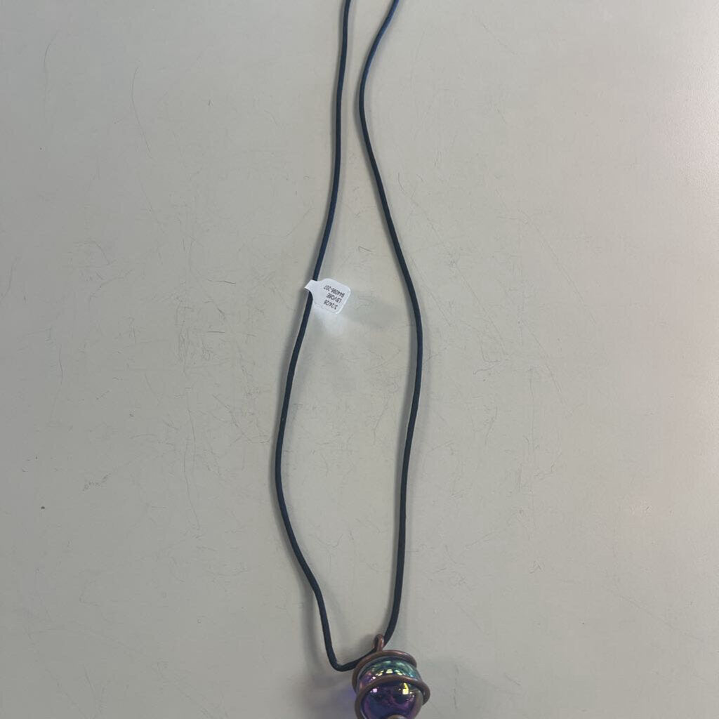 Blue Glass Ball Corded Necklace