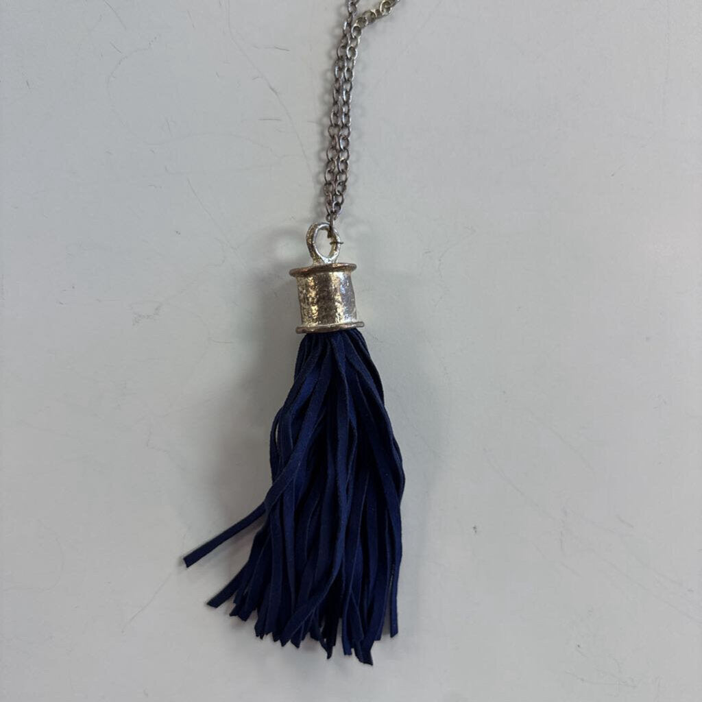 Navy Oversized Tassel Necklace