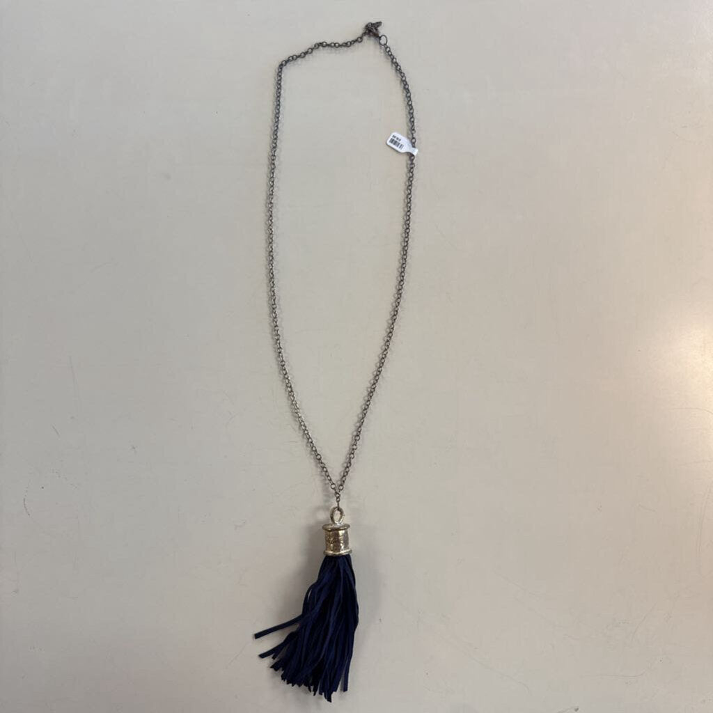 Navy Oversized Tassel Necklace