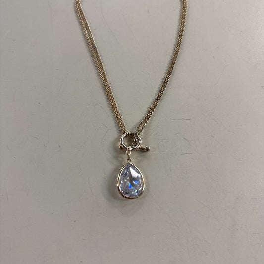 Gold Toned Crystal Toggle Necklace