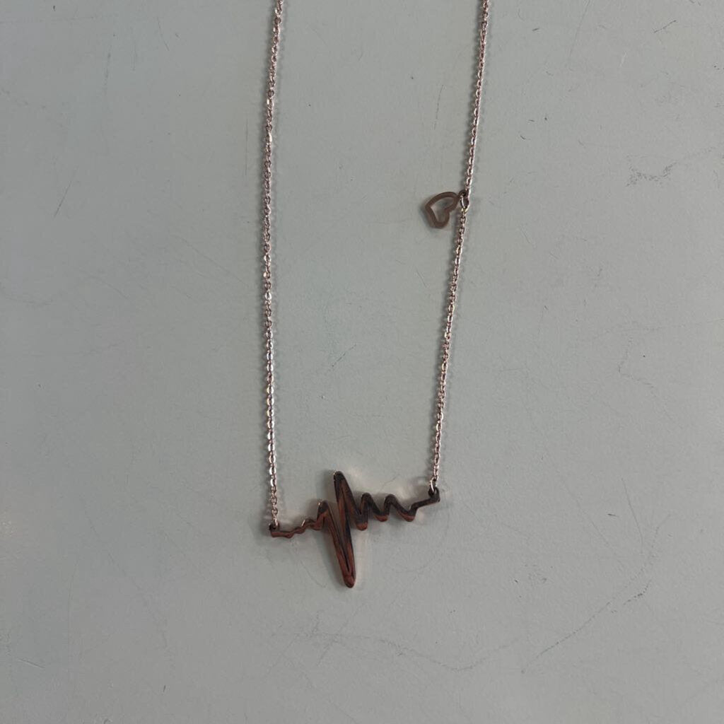 Gold Toned Heart Rate Necklace