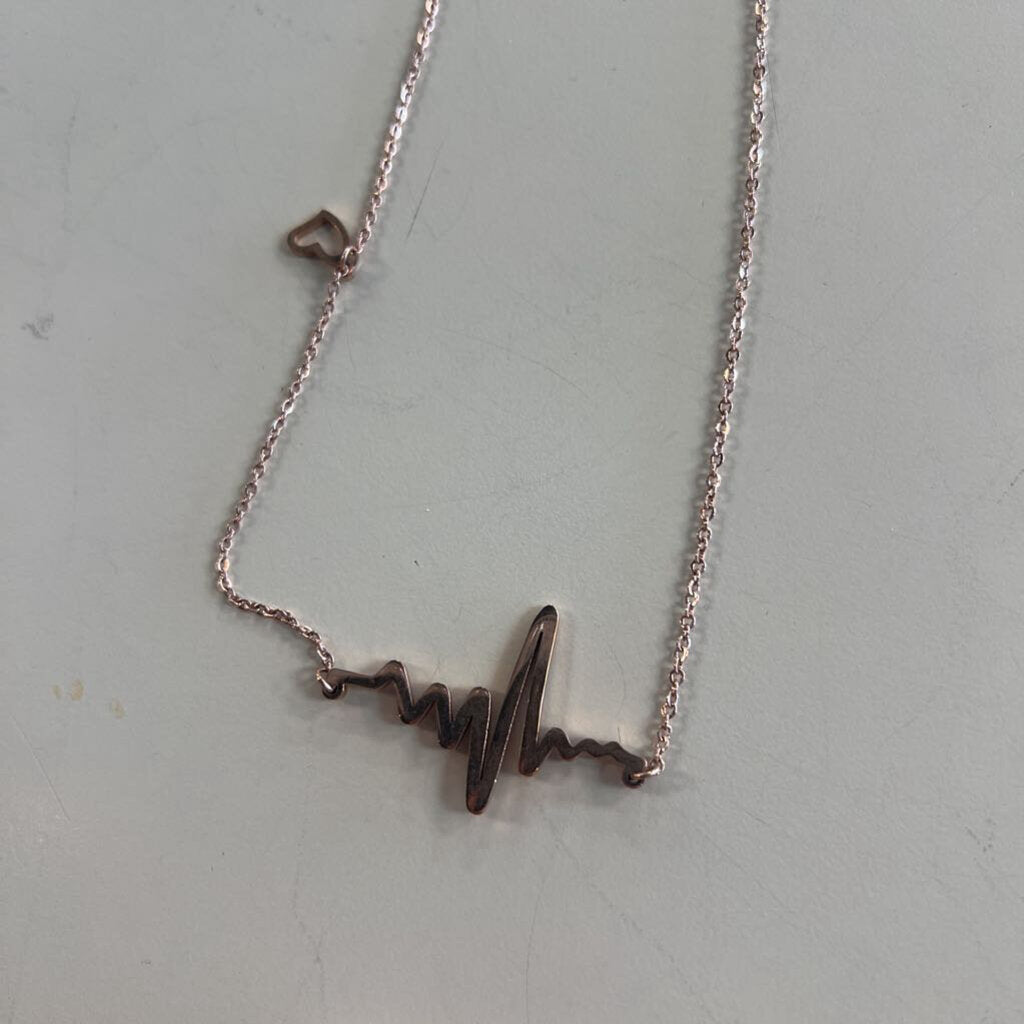 Gold Toned Heart Rate Necklace