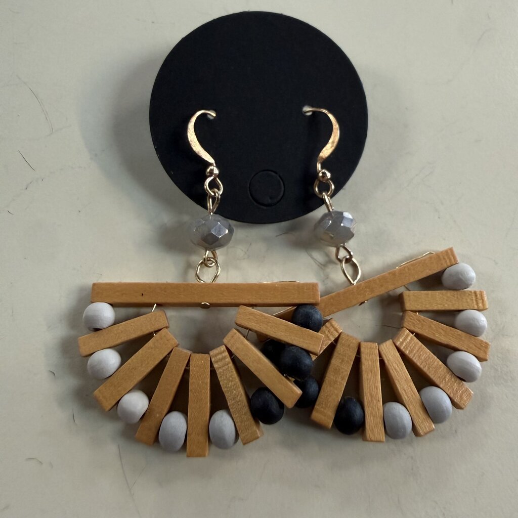Wood Arch Dangle Earrings